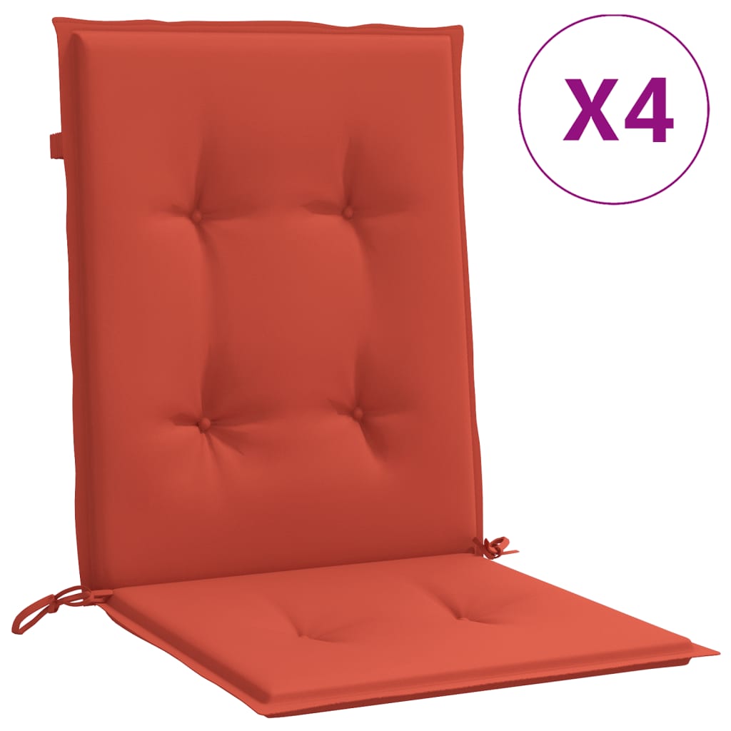 Cuscini Sedia Schiena Bassa 4 pz Rosso MÃ©lange 100x50x4 Tessuto
