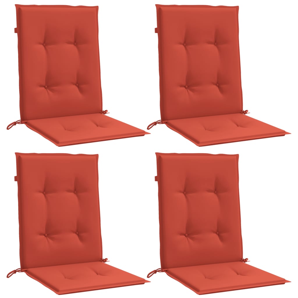 Cuscini Sedia Schiena Bassa 4 pz Rosso MÃ©lange 100x50x4 Tessuto