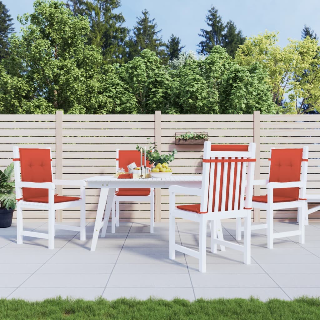 Cuscini Sedia Schiena Bassa 4 pz Rosso MÃ©lange 100x50x4 Tessuto