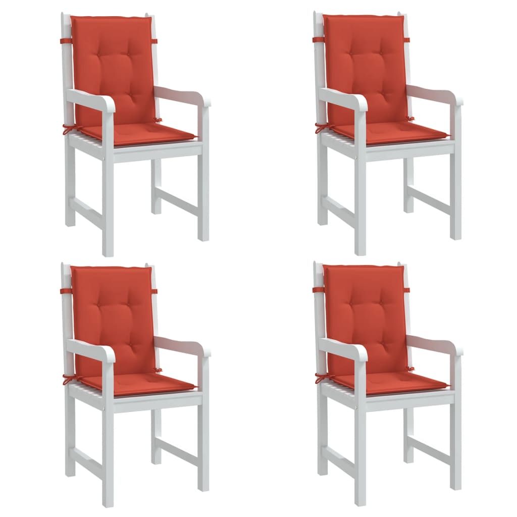 Cuscini Sedia Schiena Bassa 4 pz Rosso MÃ©lange 100x50x4 Tessuto