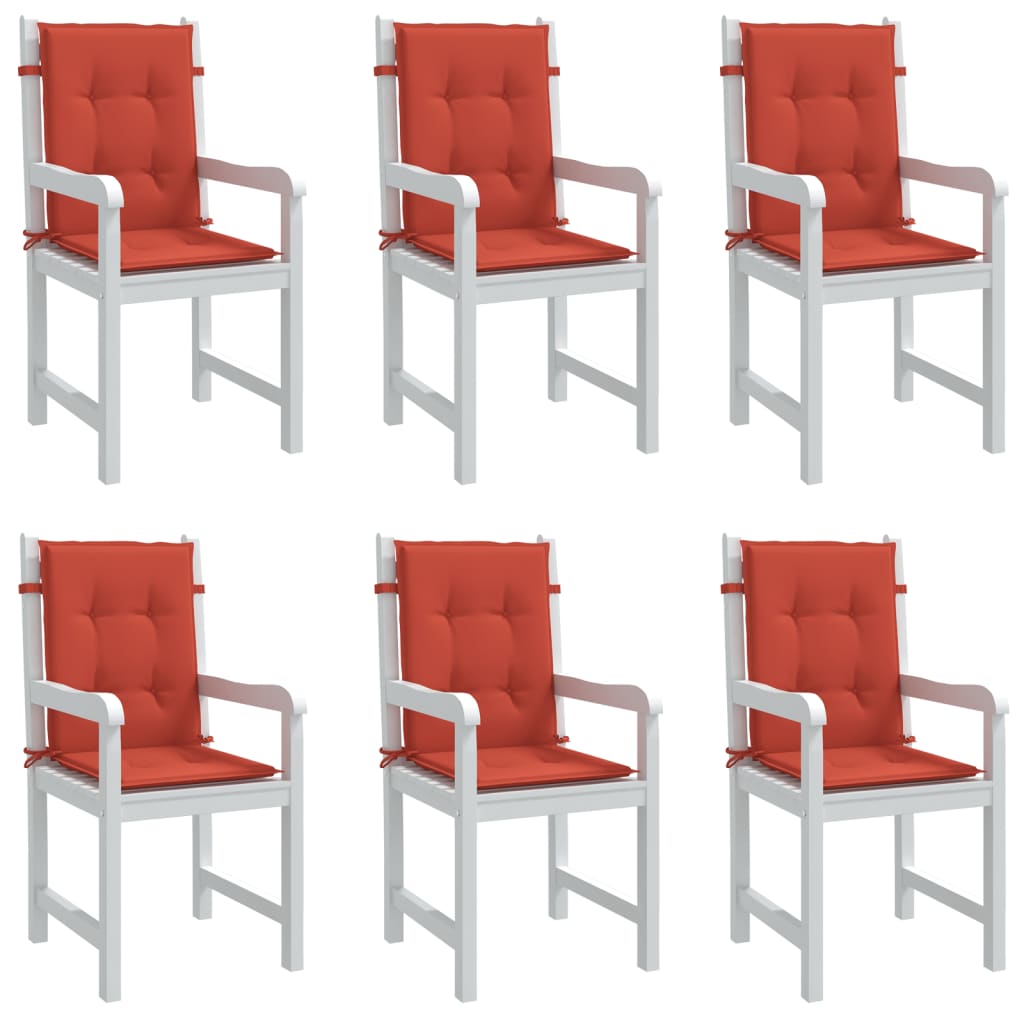 Cuscini Sedia Schiena Bassa 6 pz Rosso MÃ©lange 100x50x4 Tessuto