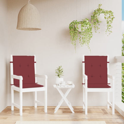 Cuscini Sedia Schiena Bassa 2 pz Rosso Vino MÃ©lange Tessuto