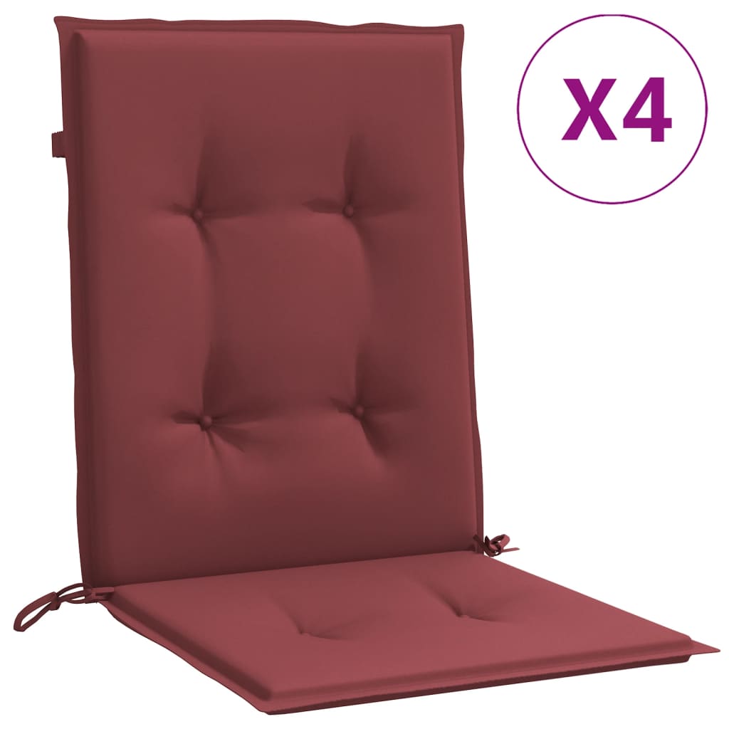 Cuscini Sedia Schiena Bassa 4 pz Rosso Vino MÃƒÂ©lange Tessuto