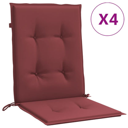 Cuscini Sedia Schiena Bassa 4 pz Rosso Vino MÃƒÂ©lange Tessuto
