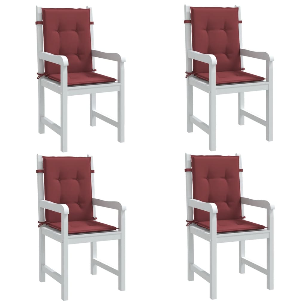 Cuscini Sedia Schiena Bassa 4 pz Rosso Vino MÃƒÂ©lange Tessuto