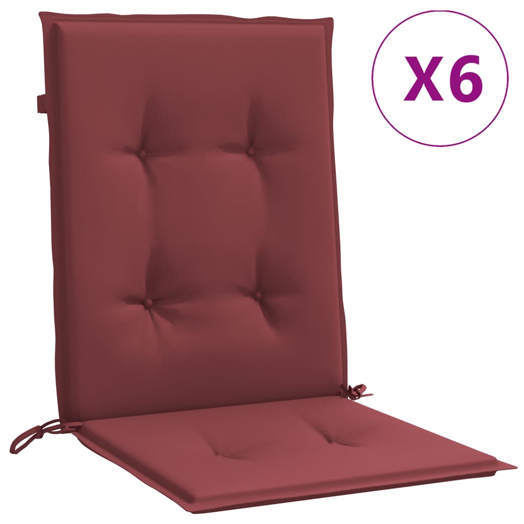 Cuscini Sedia Schiena Bassa 6 pz Rosso Vino MÃ©lange Tessuto