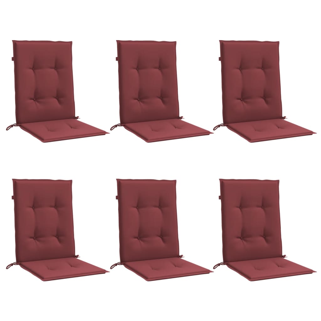 Cuscini Sedia Schiena Bassa 6 pz Rosso Vino MÃ©lange Tessuto