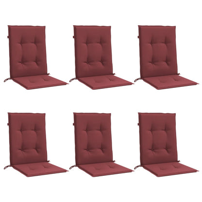 Cuscini Sedia Schiena Bassa 6 pz Rosso Vino MÃ©lange Tessuto