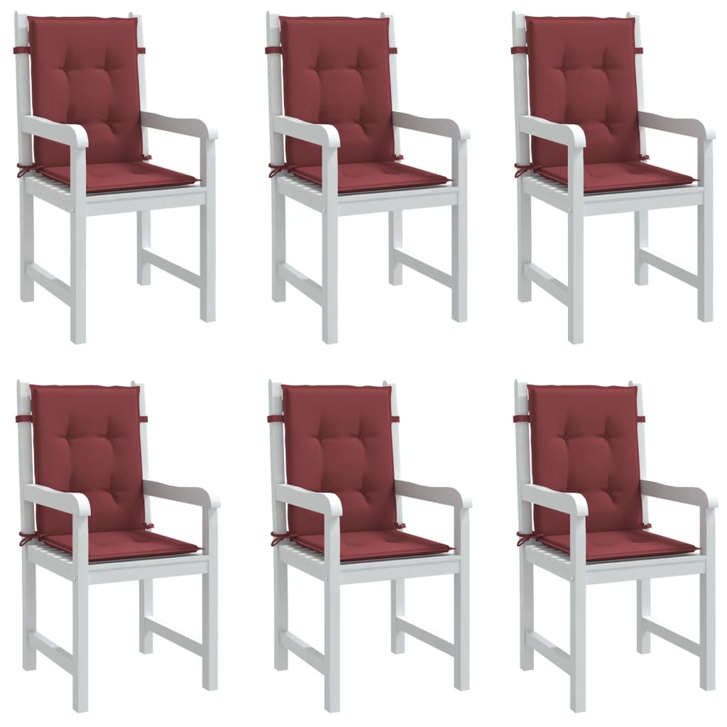 Cuscini Sedia Schiena Bassa 6 pz Rosso Vino MÃ©lange Tessuto