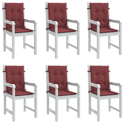 Cuscini Sedia Schiena Bassa 6 pz Rosso Vino MÃ©lange Tessuto