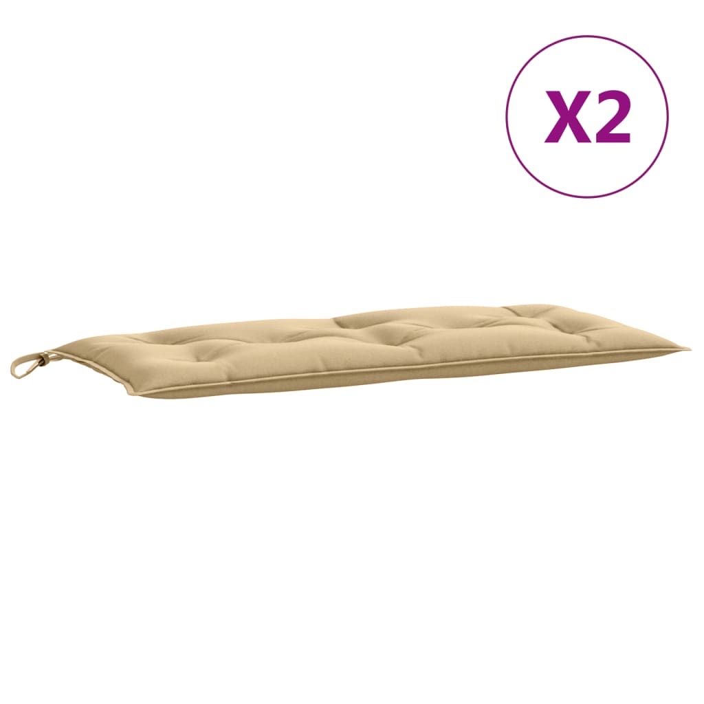 Cuscini Panca Giardino 2pz Beige MÃ©lange 100x50x7cm Tessuto