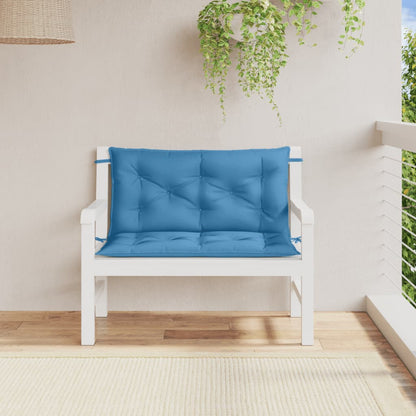 Cuscini Panca Giardino 2pz Blu MÃ©lange 100x50x7cm Tessuto