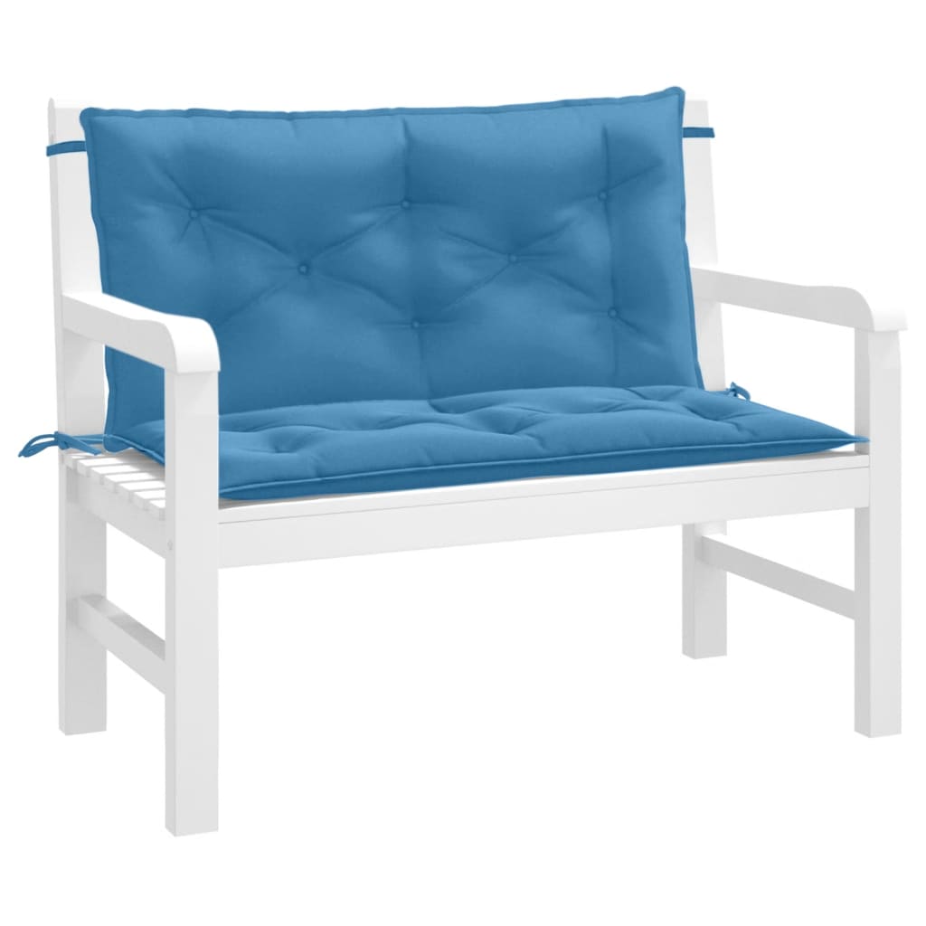 Cuscini Panca Giardino 2pz Blu MÃ©lange 100x50x7cm Tessuto