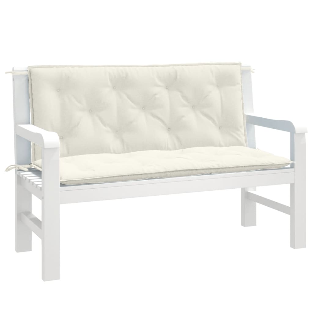 Cuscini Panca Giardino 2pz Crema MÃ©lange 120x50x7 cm in Tessuto