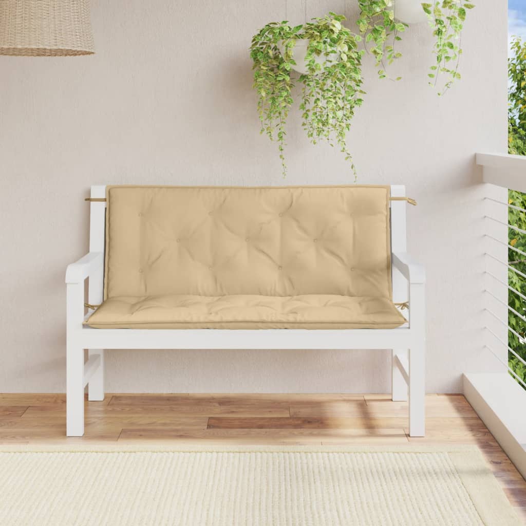 Cuscini Panca Giardino 2pz Beige MÃ©lange 120x50x7 cm in Tessuto