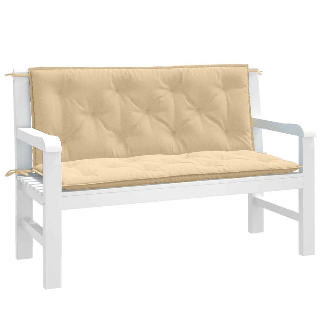 Cuscini Panca Giardino 2pz Beige MÃ©lange 120x50x7 cm in Tessuto