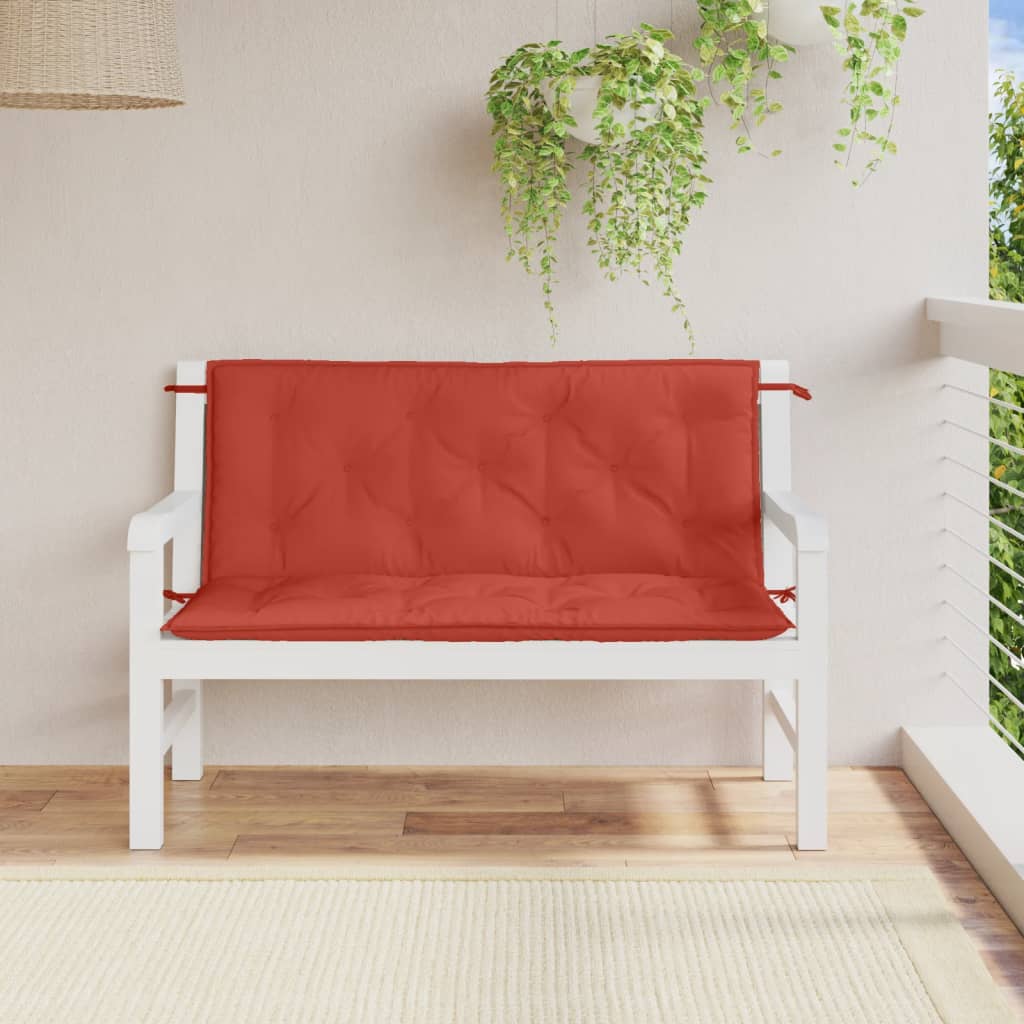 Cuscini Panca Giardino 2pz Rosso MÃ©lange 120x50x7 cm Tessuto