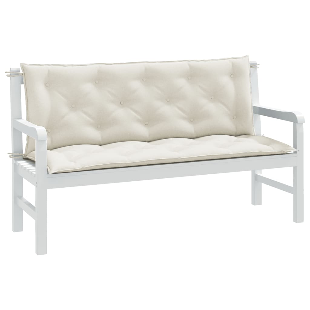 Cuscini Panca Giardino 2pz Crema MÃ©lange 150x50x7 cm Tessuto