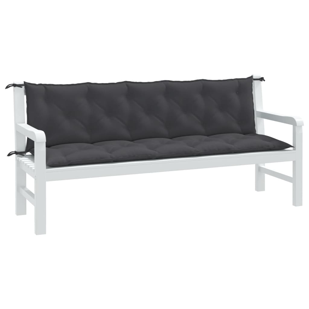 Cuscini Panca Giardino 2pz Antracite MÃ©lange 180x50x7cm Tessuto