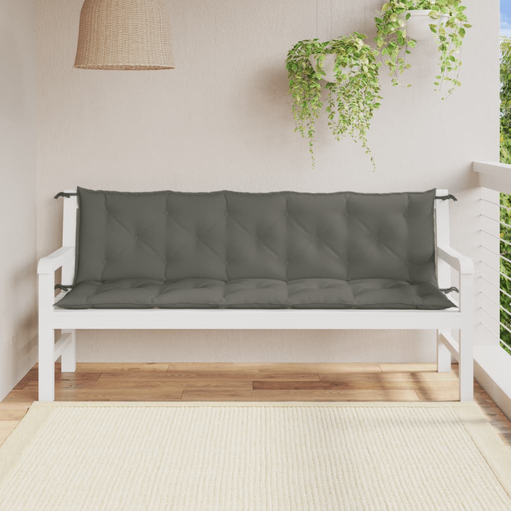 Cuscini Panca Giardino 2pz Grigio Scuro MÃ©lange 180x50x7 cm