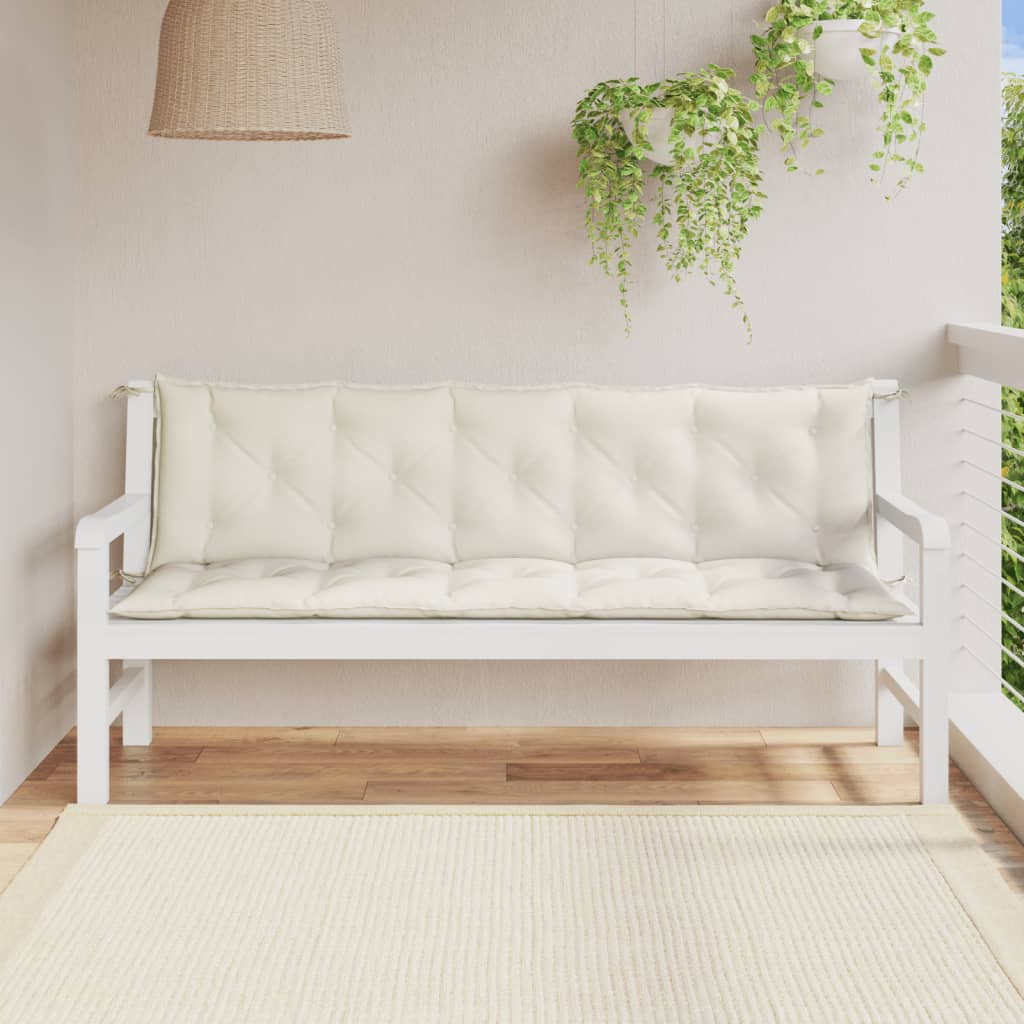 Cuscini Panca Giardino 2pz Crema MÃ©lange 180x50x7 cm Tessuto
