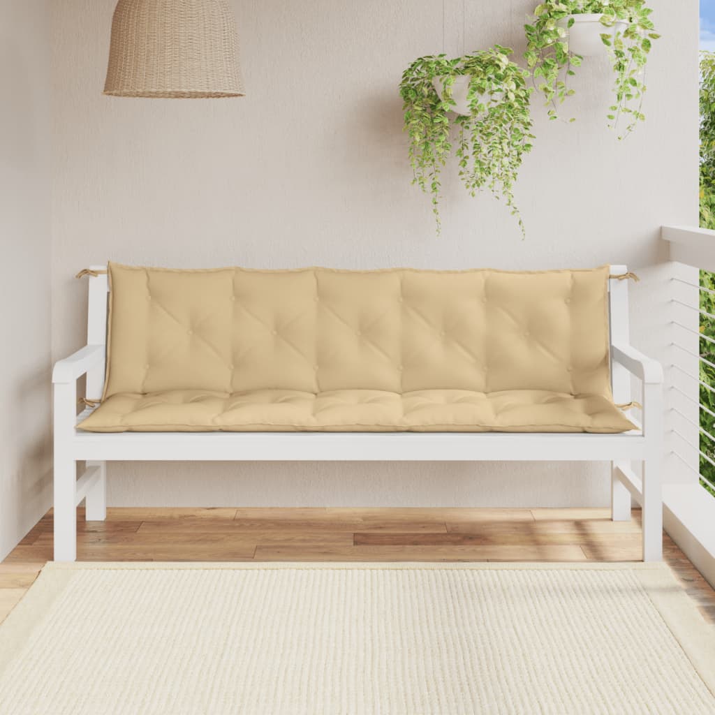 Cuscini Panca Giardino 2pz Beige MÃ©lange 180x50x7 cm Tessuto