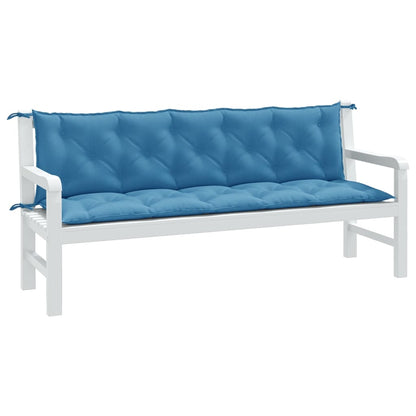 Cuscini Panca Giardino 2pz Blu MÃ©lange 180x50x7 cm Tessuto
