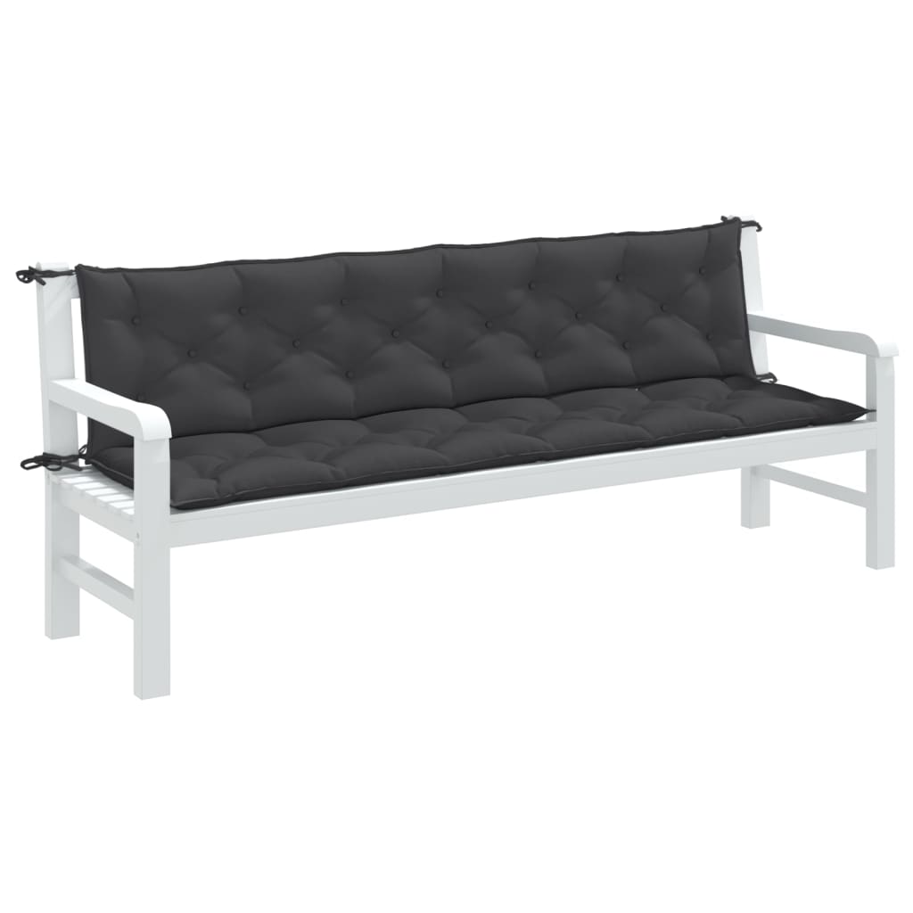 Cuscini Panca Giardino 2pz Antracite MÃƒÂ©lange 200x50x7cm Tessuto
