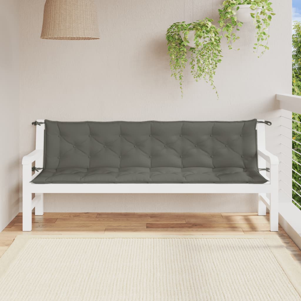 Cuscini Panca Giardino 2pz Grigio Scuro MÃ©lange 200x50x7 cm