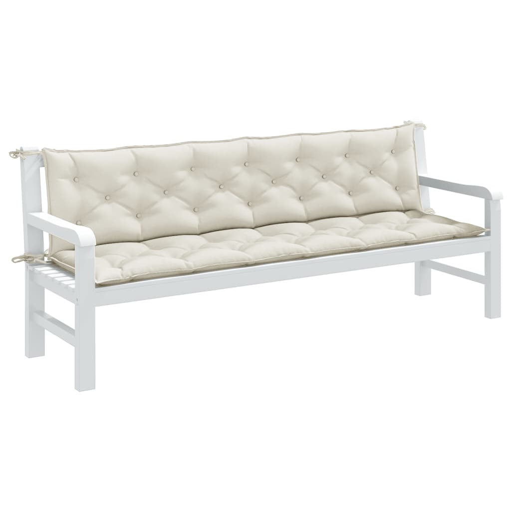 Cuscini Panca Giardino 2pz Crema MÃ©lange 200x50x7 cm Tessuto