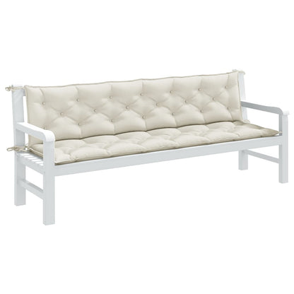 Cuscini Panca Giardino 2pz Crema MÃ©lange 200x50x7 cm Tessuto
