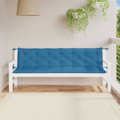 Cuscini Panca Giardino 2pz Blu MÃ©lange 200x50x7 cm Tessuto