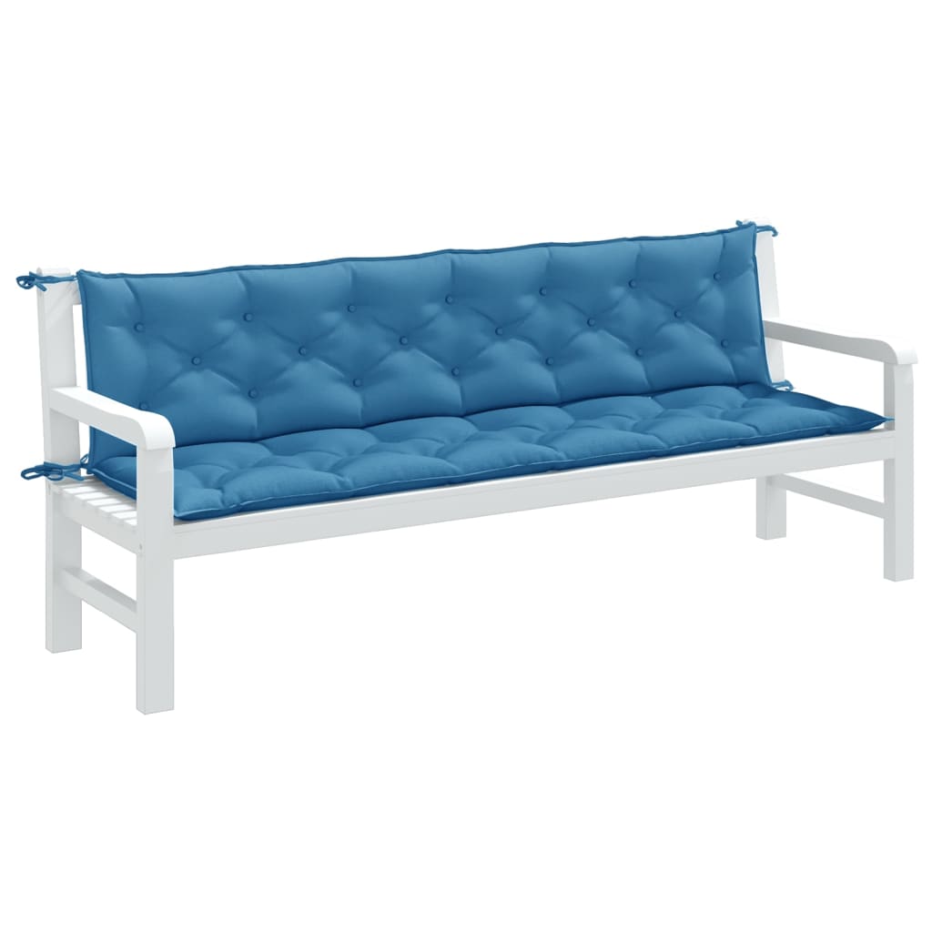 Cuscini Panca Giardino 2pz Blu MÃ©lange 200x50x7 cm Tessuto