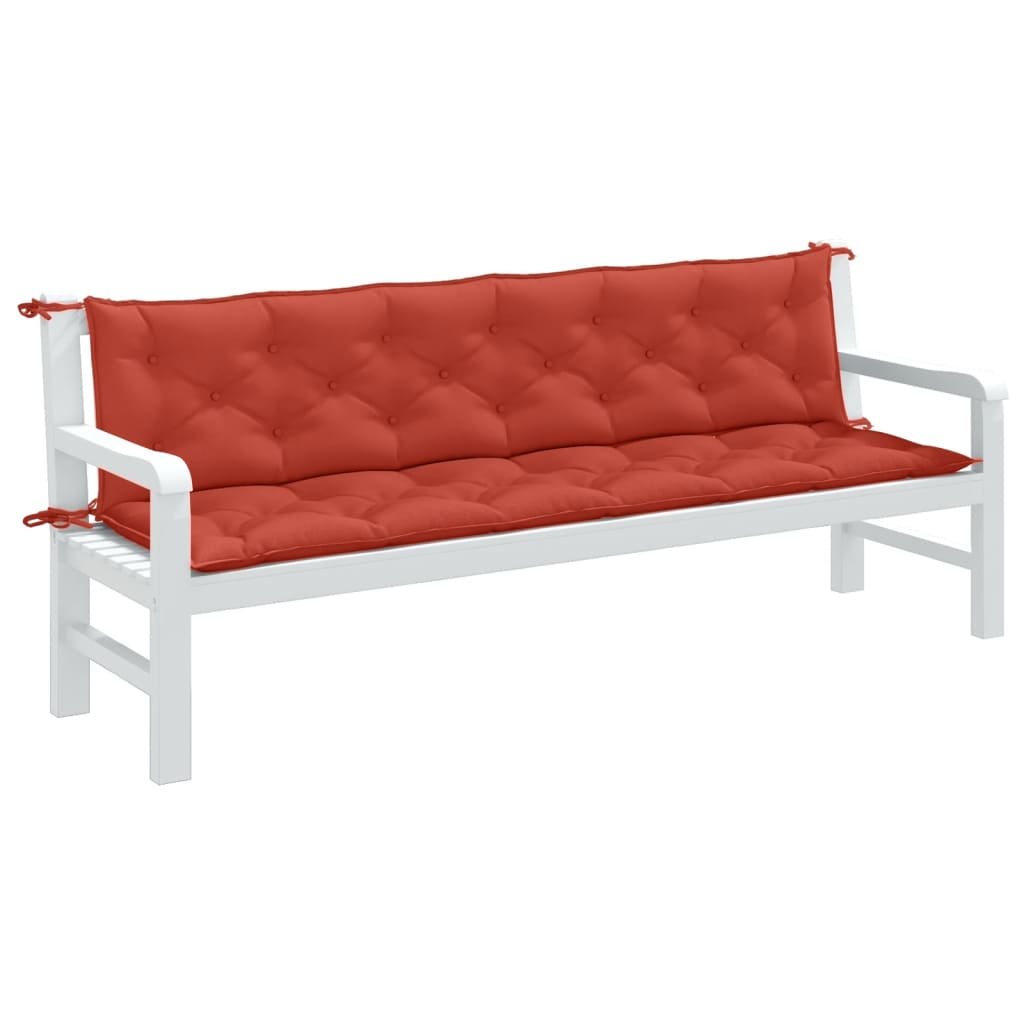 Cuscini Panca Giardino 2pz Rosso MÃ©lange 200x50x7 cm Tessuto