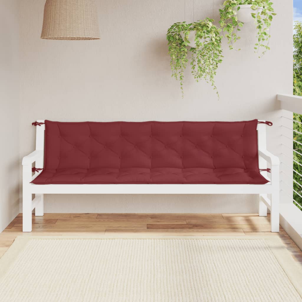 Cuscini Panca Giardino 2pz Rosso Vino MÃ©lange 200x50x7 cm