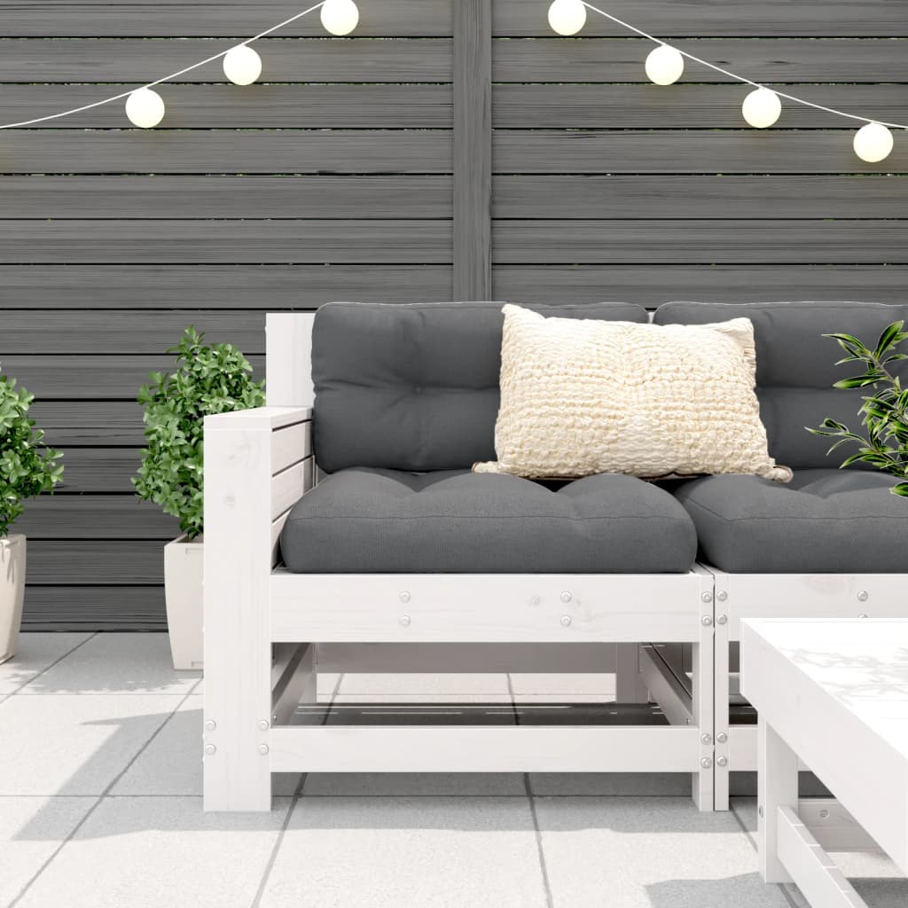 Divano Giardino Senza Braccioli con Cuscino Bianco Legno Pino