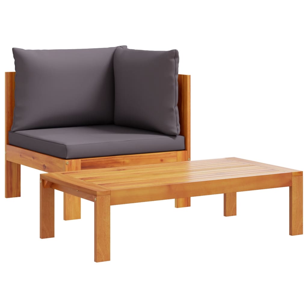 Set Divani da Giardino 2pz con Cuscini Legno Massello di Acacia