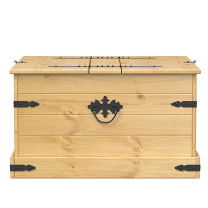 Scatola Portaoggetti Corona 78x78x45 cm Legno Massello di Pino