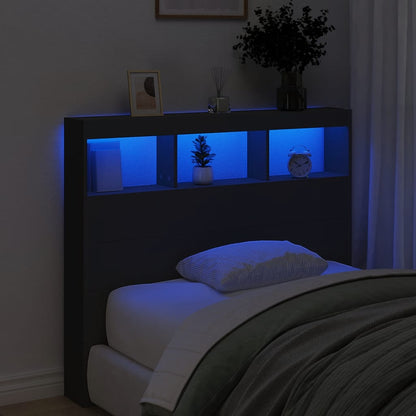 Testiera con Contenitore a LED Nera 120x17x102 cm