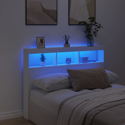 Testiera con Contenitore a LED Bianca 140x17x102 cm