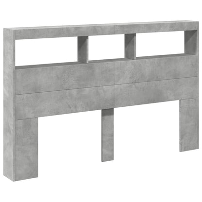 Testiera con Contenitore a LED Grigio Cemento 160x17x102 cm