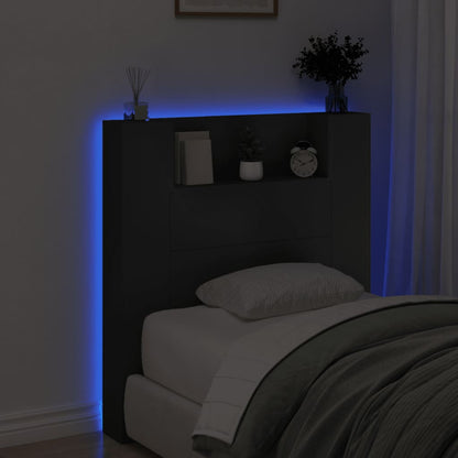 Testiera con Contenitore a LED Nera 100x16,5x103,5 cm