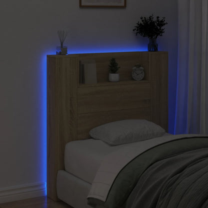 Testiera con Contenitore a LED Rovere Sonoma 100x16,5x103,5 cm