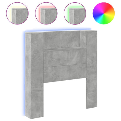 Testiera con Contenitore a LED Grigio Cemento 100x16,5x103,5 cm