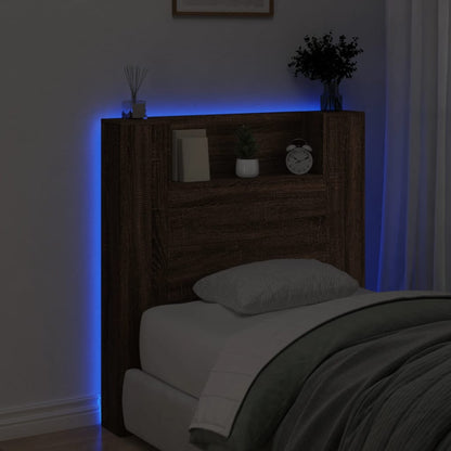 Testiera con Contenitore a LED Rovere Marrone 100x16,5x103,5 cm