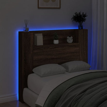 Testiera con Contenitore a LED Rovere Marrone 120x16,5x103,5 cm