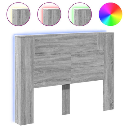 Testiera con Contenitore a LED Grigio Sonoma 140x16,5x103,5 cm