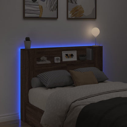 Testiera con Contenitore a LED Rovere Marrone 140x16,5x103,5 cm
