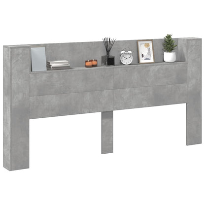 Testiera con Contenitore a LED Grigio Cemento 200x16,5x103,5 cm