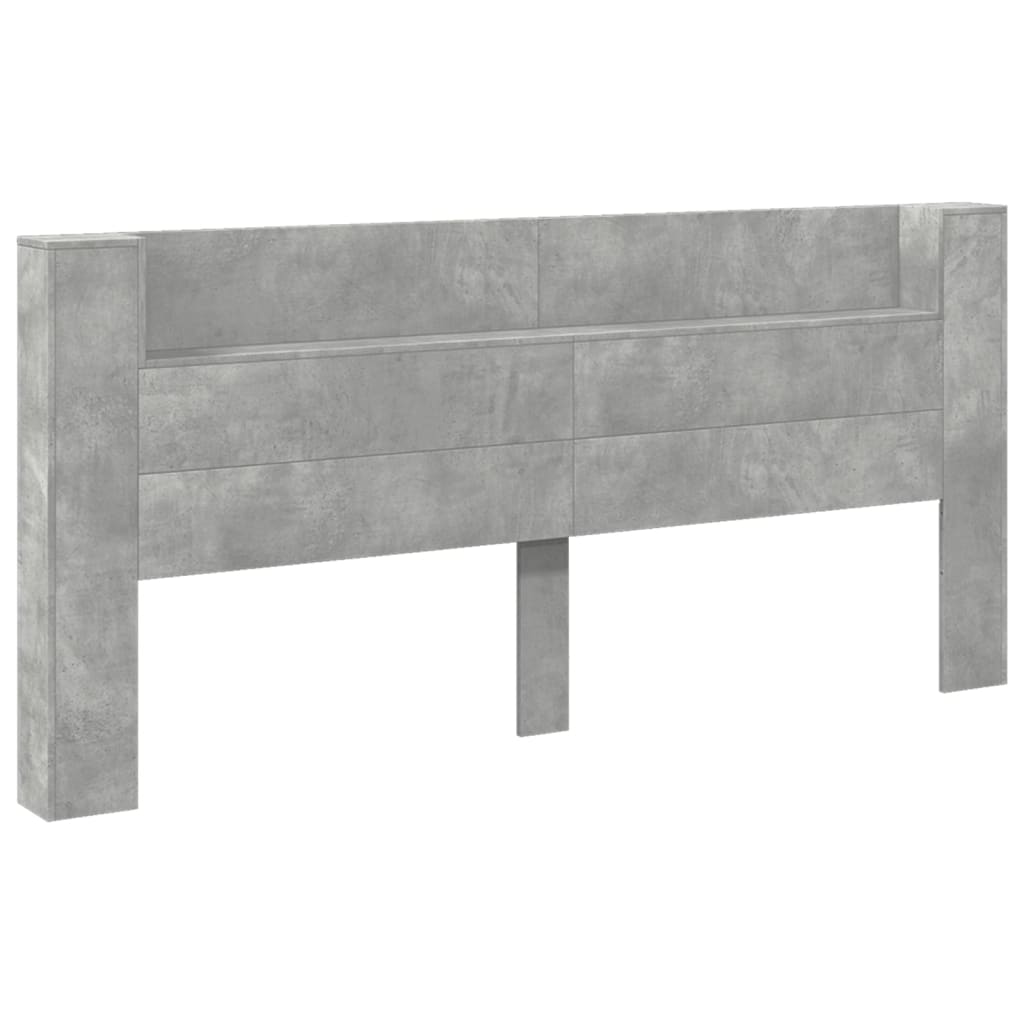 Testiera con Contenitore a LED Grigio Cemento 220x16,5x103,5 cm